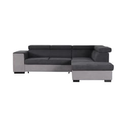 ARMSTRONG Canape dangle droit convertible + coffre 5 places - Tissu gris clair et gris fonce - L 271 x P 220 x H 77 cm