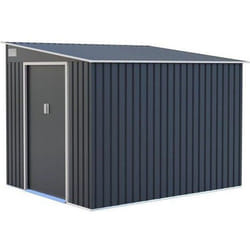 Abri De Jardin En Métal 5,5 M² - 215 X 257 X 193 Cm - Toronto - Kit D'Ancrage Inclus, 2 Portes Coulissantes - Gris