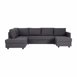Description générale Canapé d'angle panoramique convertible en tissu gris, idéal pour optimiser votre espace de vie. Ce modèl ...