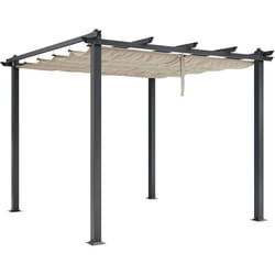 Pergola toit rétractable - CORDOBA - Structure en aluminium - Toile en polyester - Beige - 3 x 3 m