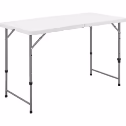 Table De Réception Pliante - 4 Personnes - 122 Cm - Structure En Acier Et Plateau En Polyéthylene Pehd - Blanc