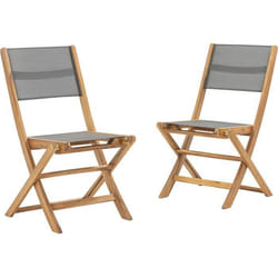 Lot De 2 Chaises En Bois Dacacia Fsc Et Textilene - Gris
