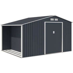 Abri De Jardin En Métal 8,72 M² - Kit D'Ancrage Inclus - Gris Anthracite