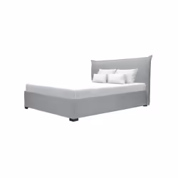 CUSHION Lit adulte classique avec coffre de rangement - Structure en MDF - Pieds en plastique - Revetement Tissu gris clair - ...