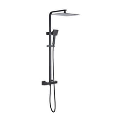 Colonne de douche OCEANIC - Mitigeur thermostatique corps froid - Pomme haute carrée 30x30 cm - Noir mat