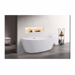 Oceanic Baignoire ilot autoportante - En acrylique véritable de qualité - Structure en acier inoxydable - Finition : brillant ...