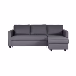 Canapé d'angle convertible réversible CATS tissu gris 100% polyester 245gr/m2 - chaise longue avec coffre de rangement - stru ...