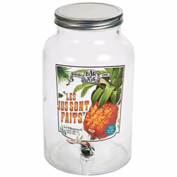 Distributeur en verre de boisson 5.5 L Verre et Métal 5.5 Litres Dimensions : Hauteur 30.5 cm - Diamètre 18 cm