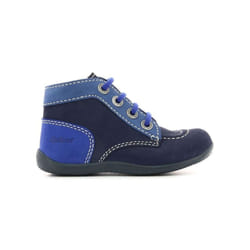 Bottillon enfant Kickers Bonbon en nubuck bleu avec fermeture lacets
