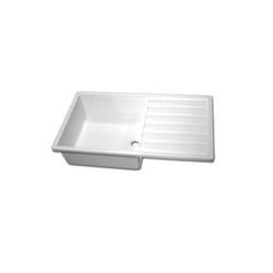 Evier plastique blanc avec égouttoir pour caravane et camping-car