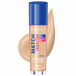 Rimmel Fond De Teint Match Perfection 100 Ivory 30ml, Flacon pompe, Liquide, Tous types de peau, Lissage, Neutre, Ivory