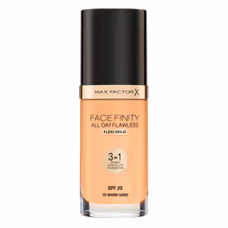 Max Factor Facefinity All Day Flawless 3 in 1 Foundation, Flacon pompe, Crème, Matifiant, Beige, WARM SAND, Mat