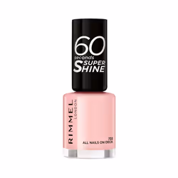 Rimmel 60 Seconds Super Shine All Nails on Deck 722 8 ml, 8 ml, Rose, All Nails on Deck, Coloration, Gloss, Bouteille