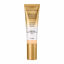 Max Factor Miracle Second Skin 01 Fair 30ml, Tube, Crème, Tous types de peau, Hydratant, Protection, Clair, Fair