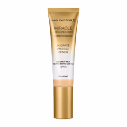 Max Factor Miracle Second Skin 03 Light 30ml, Tube, Crème, Tous types de peau, Hydratant, Protection, Légère, Jaune