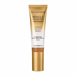 Max Factor Miracle Second Skin 09 Golden Tan 30ml, Tube, Crème, Tous types de peau, Hydratant, Protection, Peau bronzée, Gold ...