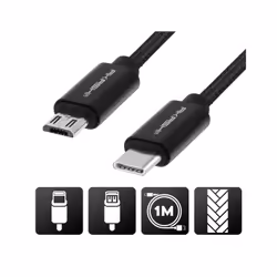 Altadif ALTCABLTCMUSBLK câble USB 1 m USB C Micro-USB A Noir