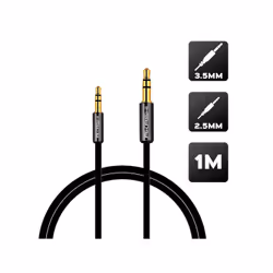 Altadif ALTJACK25BLK, 2,5 mm, Mâle, 3,5mm, Mâle, 1 m, Noir