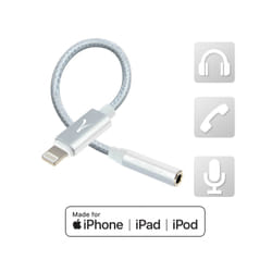 Altadif ALTADAPTLIGTJKSIL câble audio 0,1 m 3,5mm Lightning Blanc