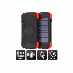 Altadif ALTPB10WIRLSOLAR banque d'alimentation électrique 10000 mAh Recharge sans fil Noir, Rouge