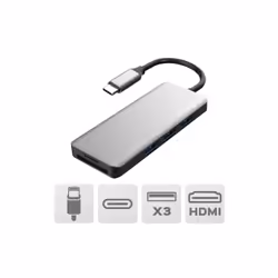Altadif ALTHUB7IN1TC, USB 3.2 Gen 1 (3.1 Gen 1) Type-C, 100 W, Acier inoxydable, MicroSD (TransFlash), SD, 4K Ultra HD, HDMI, ...