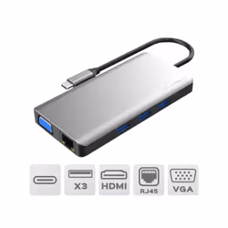 Altadif ALTHUB9IN1TC, USB 3.2 Gen 1 (3.1 Gen 1) Type-C, 100 W, Acier inoxydable, MicroSD (TransFlash), SD, 4K Ultra HD, HDMI, ...
