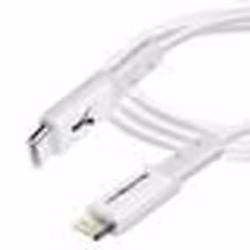 Câble USB-C vers Lightning - AKASHI - 3m - Charge Rapide 3A - Synchronisation - Blanc