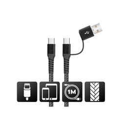Akashi ALTCAB2IN1TC chargeur d'appareils mobiles MP3, MP4, Téléphone portable, Stylet, Tablette Noir Auto, Intérieure, Extérieure
