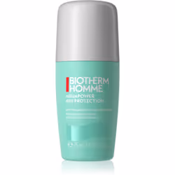 Des aisselles toujours parfaitement sèches et une sensation de fraîcheur qui perdure jusqu’à 48&nbsp;heures&nbsp;: testez l’anti-transpirant Biotherm Homme Aquapower. Sa technologie anti-transpirante exceptionnelle est basée sur du plancton marin et des oligo-éléments