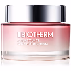 La crème Biotherm Aquasource Cica Nutri restaure les réserves d’hydratation de votre peau pour une durée de 48&nbsp;heures. Cette crème fond instantanément sur la peau et procure une agréable sensation de confort. Ses effets sont assurés par des ingrédients tels que la Centella Asiatica et l’extrait probiotique Life Plancton™. Votre peau sera visiblement radieuse et parfaitement soyeuse au toucher.