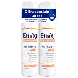 Etiaxil Déodorant Anti-Transpirant Tolérance 48H Aérosol Lot de 2 x 150 ml