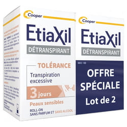 Etiaxil Détranspirant Tolérance Peaux Sensibles Roll-on Lot 2 x 15 ml