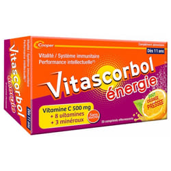 Vitascorbol Énergie Goût Orange Pressée 30 Comprimés Effervescents