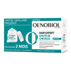 Oenobiol Hair Expert Chute de Cheveux Anti-Age Lot de 2 x 60 Comprimés