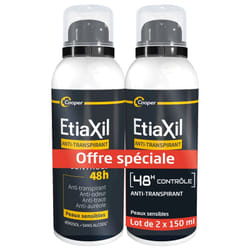 Etiaxil Déodorant Anti-Transpirant Men Contrôle 48H Aérosol Lot de 2 x 150 ml