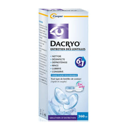 Dacryo Solution d&#039 Entretien des Lentilles 6 en 1 Nettoie Désinfecte 360ml