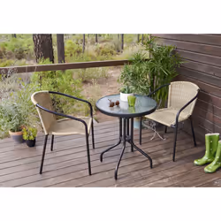 Carrefour Poltrona Bar Nature chaise d'extérieur Linge Siège rembourré Dossier rembourré Plastique, Acier Noir, Marron