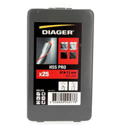 Diager - Coffret Métal de 25 Forets hss Meulés de ø 1 a ø 13