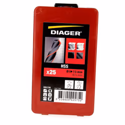 Désignation: Coffret Métal de 25 Forets HSS Lamines de Ø 1 A Ø 13 Marque: Diager Retrouvez plus de 20 000 références chez le  ...
