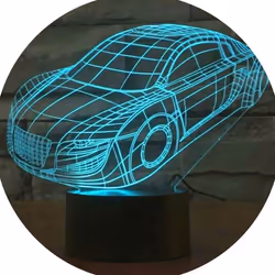 Lampe 3D Voiture de Sport Lumière 7 Couleurs Luminaire LED Décoration YONIS