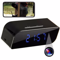 Réveil Caméra Espion Wifi IP Android iOs Vision Nocturne Détection de Mouvement + SD 4Go YONIS