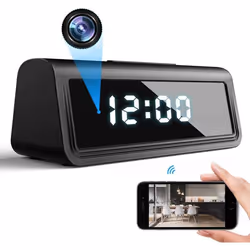 Réveil Caméra Espion 4K Infrarouge Horloge dEspionnage Wifi Détecteur de Mouvement + SD 16Go YONIS