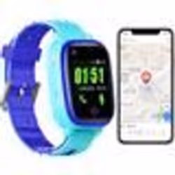 Montre Traceur GPS 4G pour Senior Enfant Localisation Température Cardio Pression Bleu YONIS
