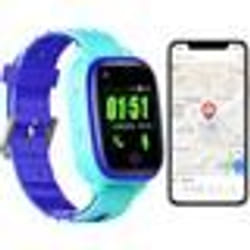 Montre Traceur GPS 4G pour Senior Enfant Localisation Température Cardio Pression Bleu YONIS