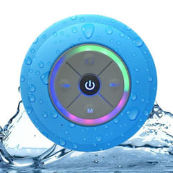 Enceinte Bluetooth Waterproof Mini Avec Lumière LED Radio FM Subwoofer Carte TF Ventouse Bleu YONIS