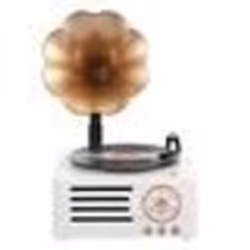 Mini Enceinte Bluetooth Rétro Vinyle Multifonction Sans Fil Lecture SD AUX FM Blanc YONIS