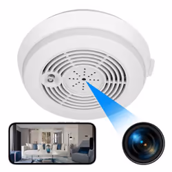 Détecteur de Fumée Caméra Espion Full HD 1080p PIR Vision Nocturne Wifi App Android iOs + SD 128Go YONIS