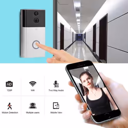 Interphone Vidéo HD 720P WiFi Vision Nocturne Détection Mouvement Audio Bidirectionnel Argent YONIS