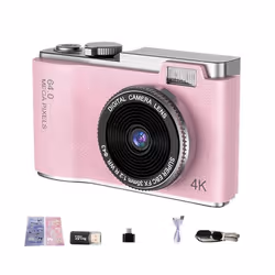 Appareil Photo Numérique 4K Double Objectif Léger Et Portable Rose YONIS