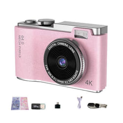 Appareil Photo Numérique 4K Double Objectif Léger Et Portable Rose YONIS